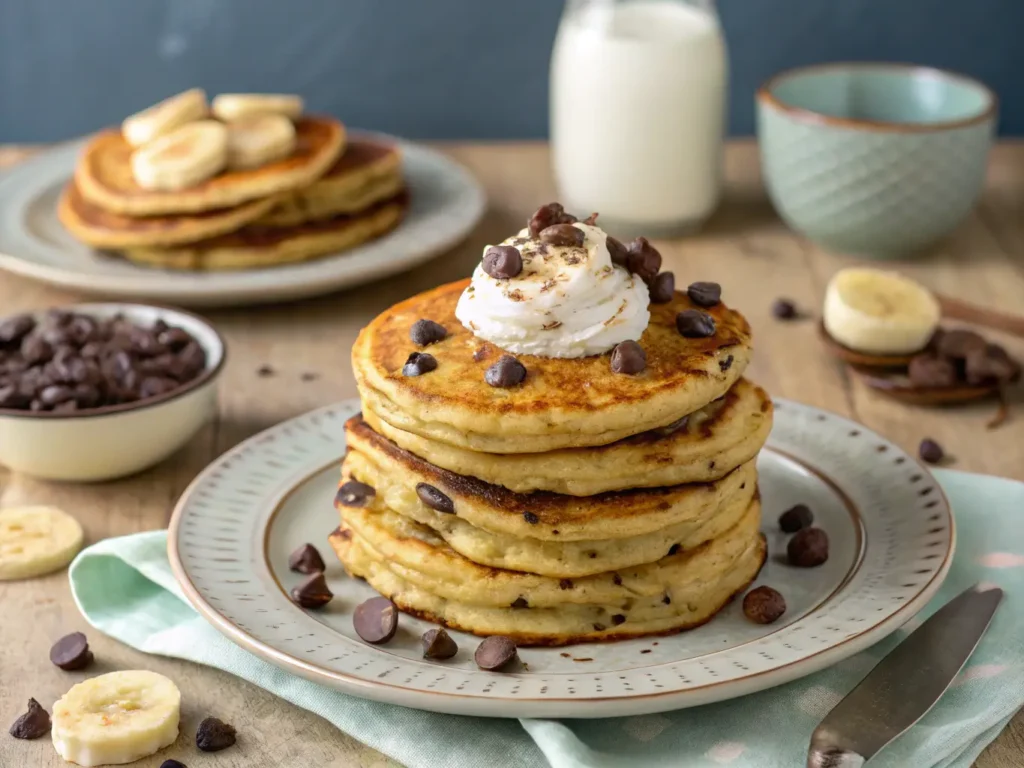 banana chocolate chip pancakes combine the rich fl