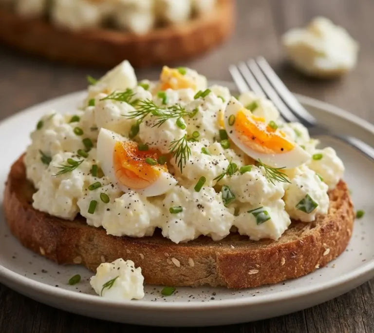 Cottage Cheese Egg Salad: A Healthier Twist 5 Creamy cottage cheese egg salad with dill.