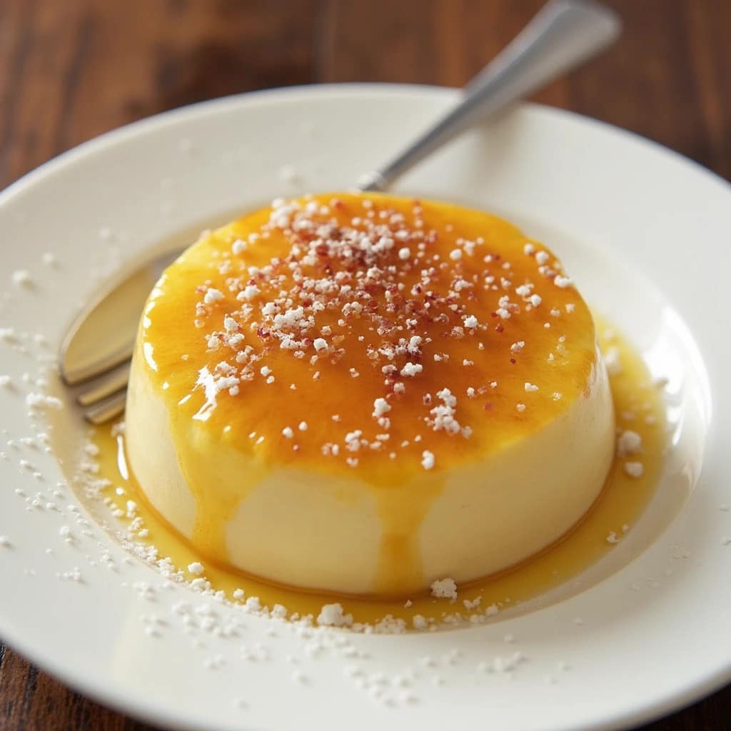 Creamy custardy French dessert with caramelized sugar crust