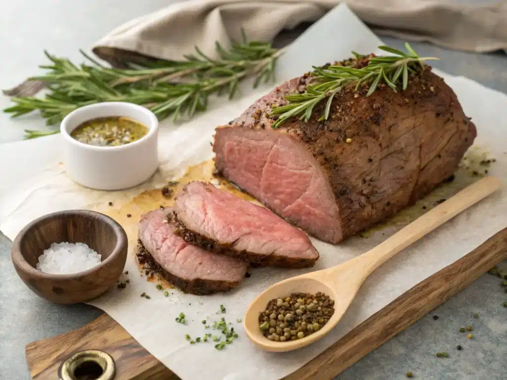 classic oven roasted beef pound top round roast