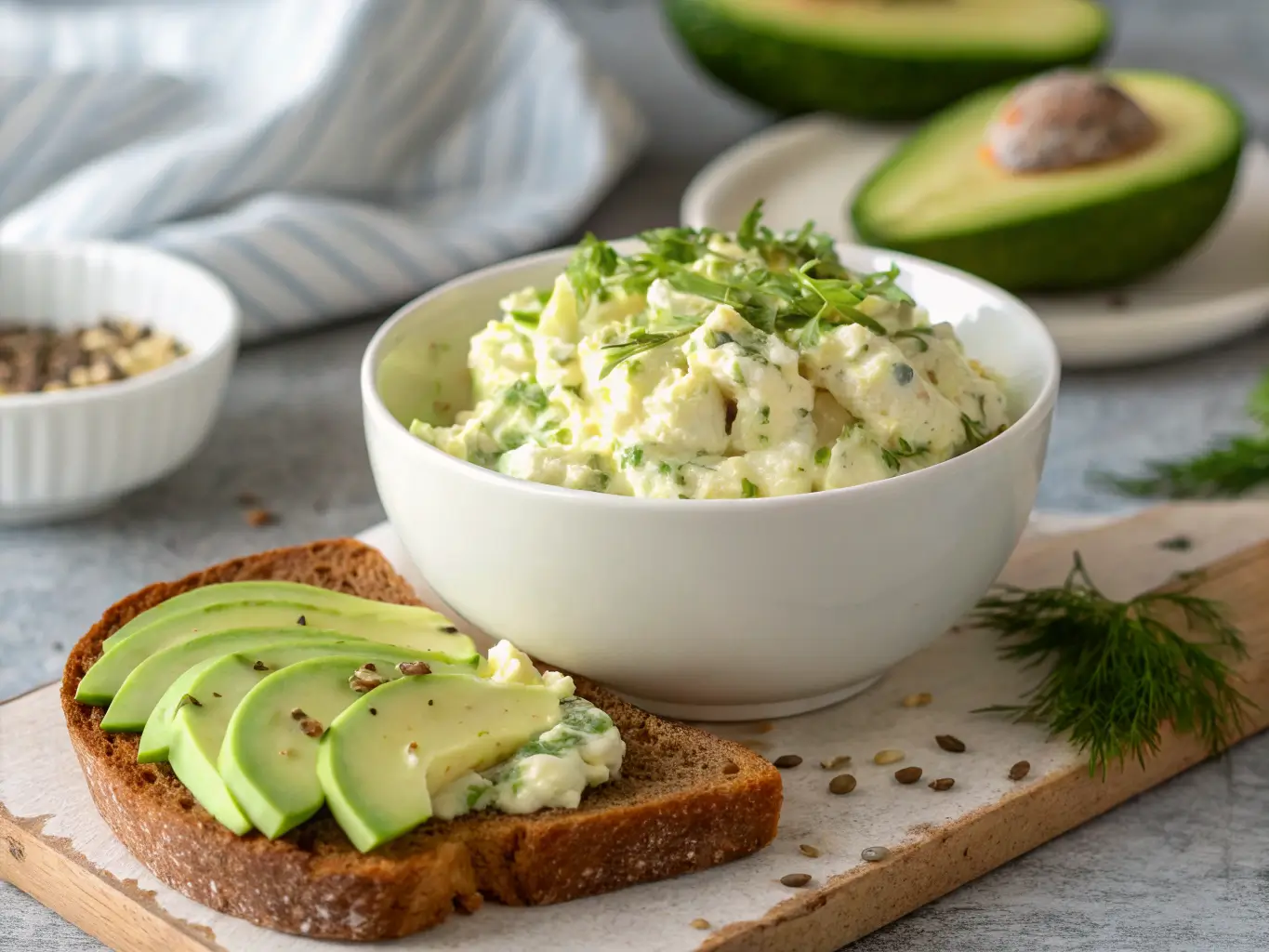 Creamy cottage cheese egg salad with dill.