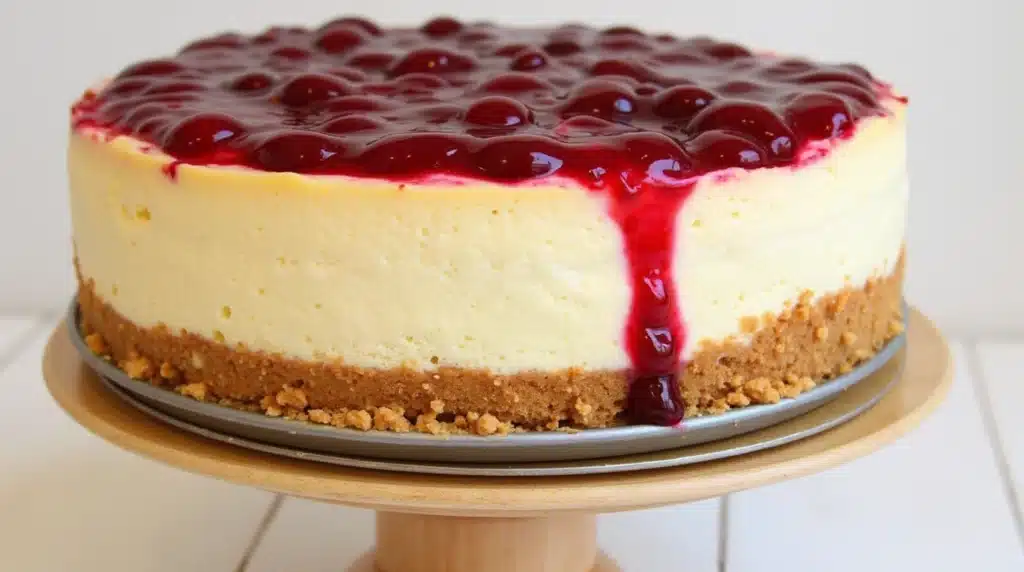 A decadent no-bake cherry cheesecake with a perfect texture.