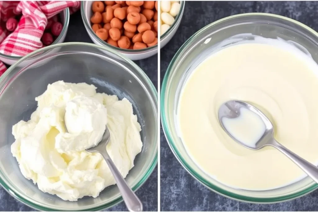 Dessert made from recipes with cream cheese and white chocolate instant pudding mix