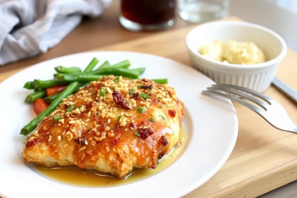 A plate of parmesan crusted chicken longhorn, ready to be served