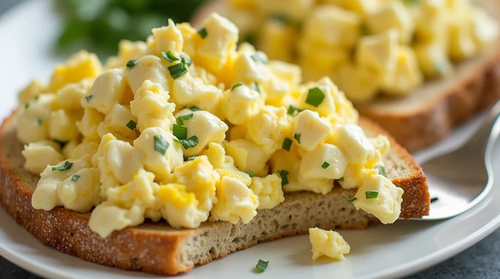 Creamy cottage cheese egg salad with dill.