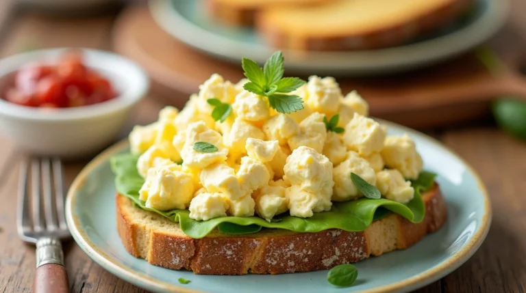 Creamy cottage cheese egg salad with dill.