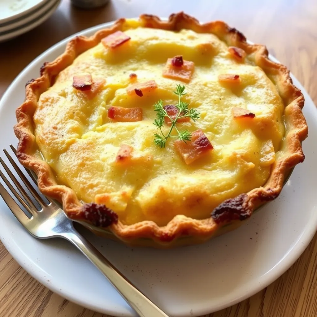 Passover potato pie with golden crust and rich filling, ready to serve.