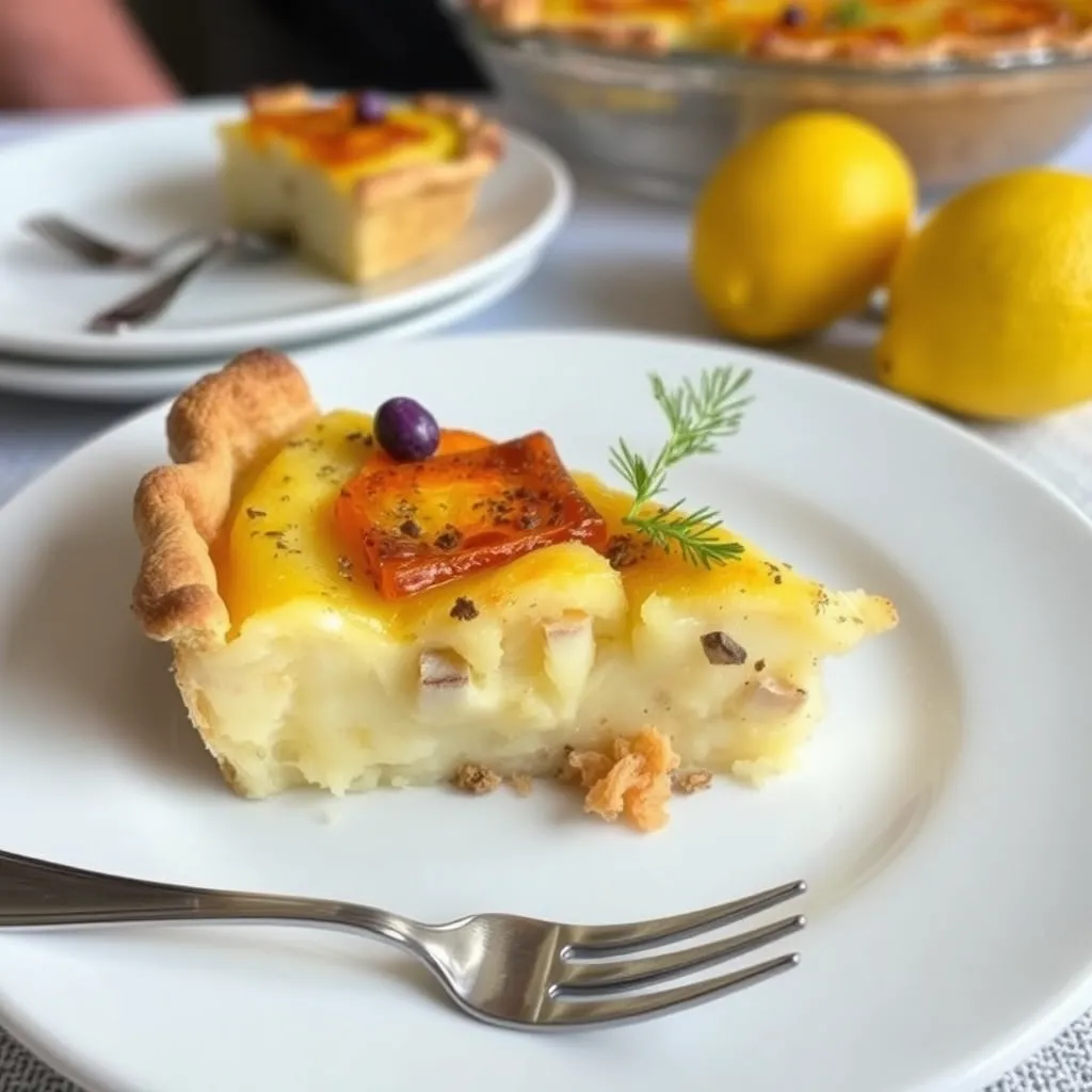Passover potato pie with golden crust and rich filling, ready to serve.