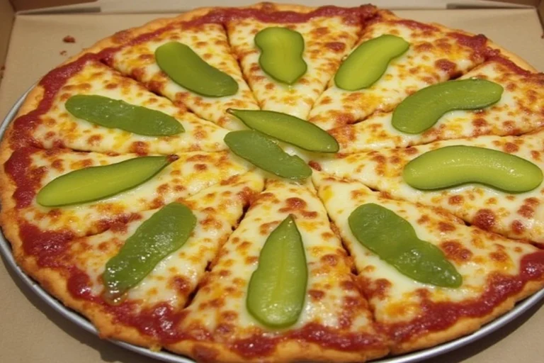 Pickle pie pizza with pickles and cheese