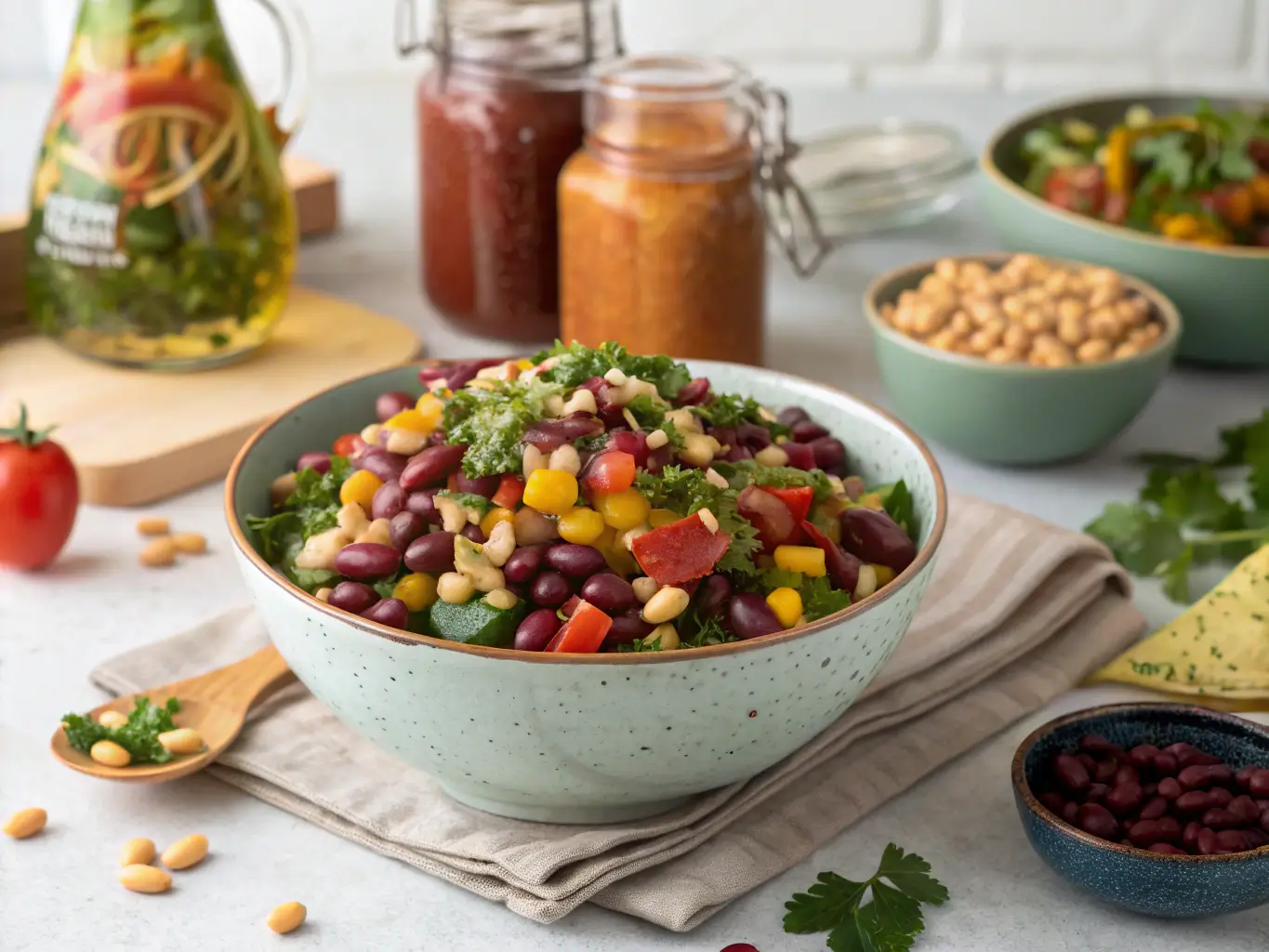 Dense bean salad recipes showcased in a colorful bowl