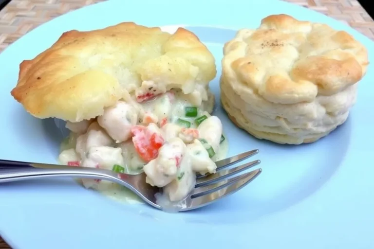 chicken pot pie with red lobster biscuit recipe, fresh from the oven