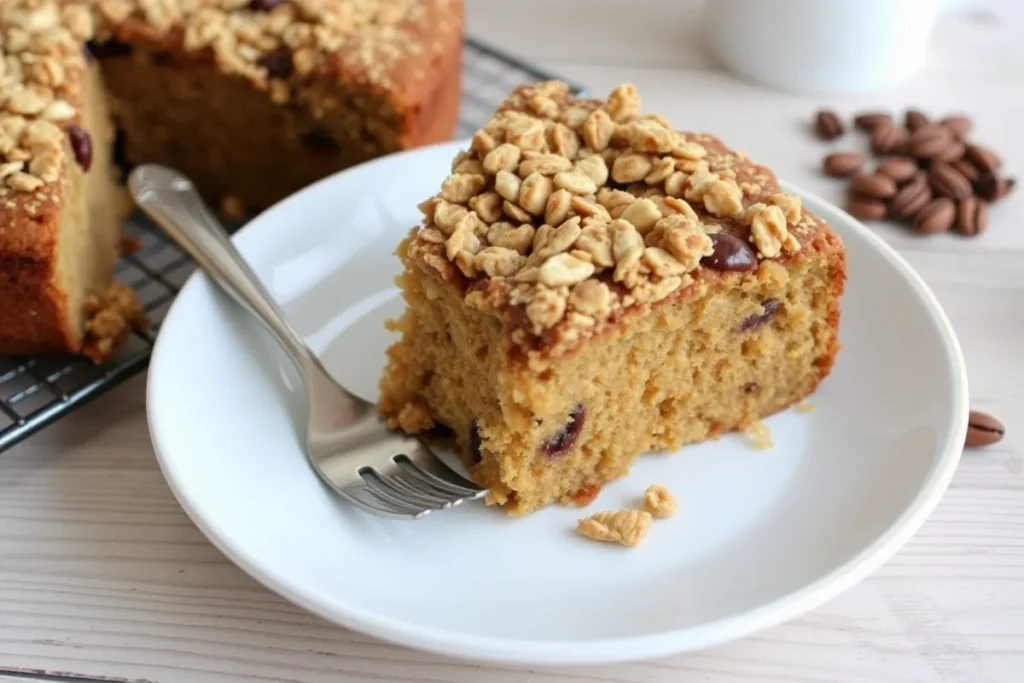 A delicious looking coffee cake recipe with oatmeal streusel.