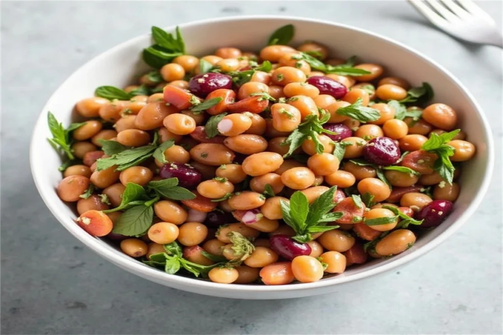 Dense bean salad recipes showcased in a colorful bowl