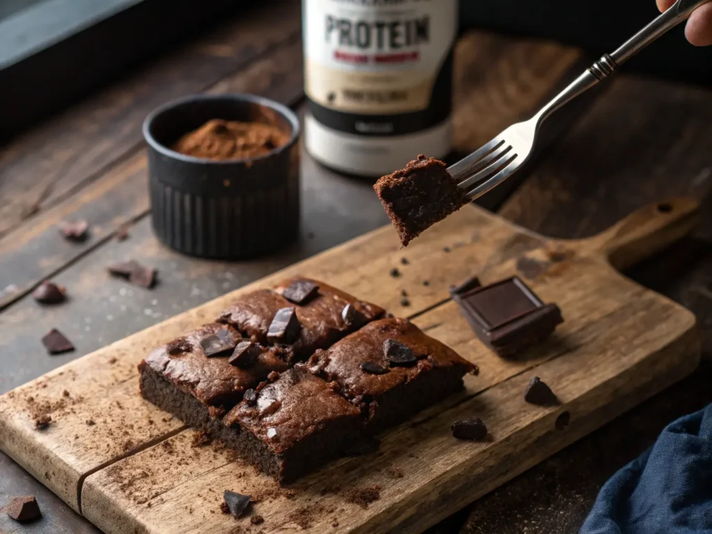 overhead-shot--square-cut-protein-brownie-with-for