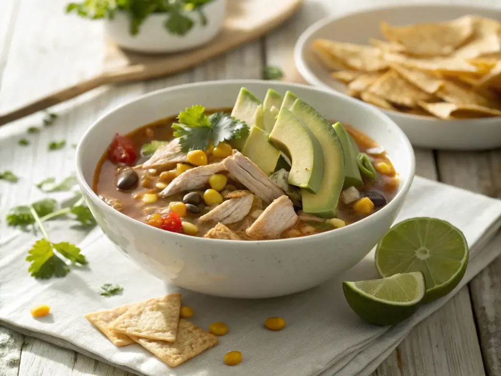 Healthy chicken tortilla soup
