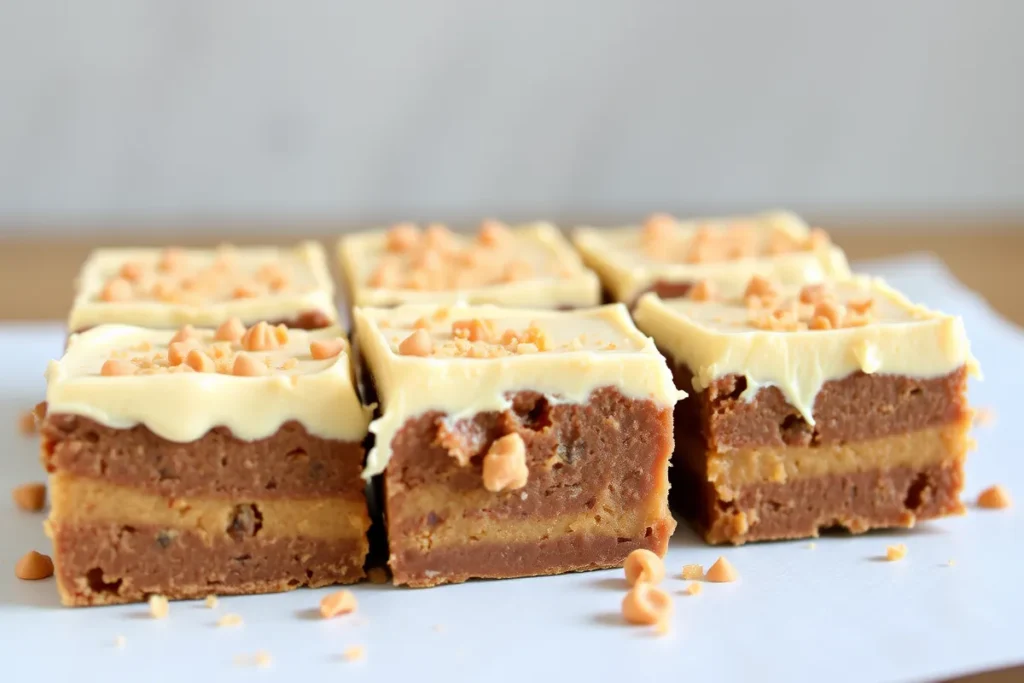 Creamy peanut butter and frosting fudge squares