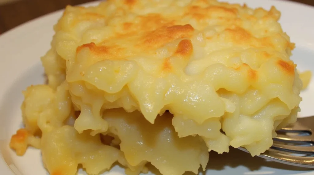 A close-up photo of a Paula Deen sweet potato casserole.