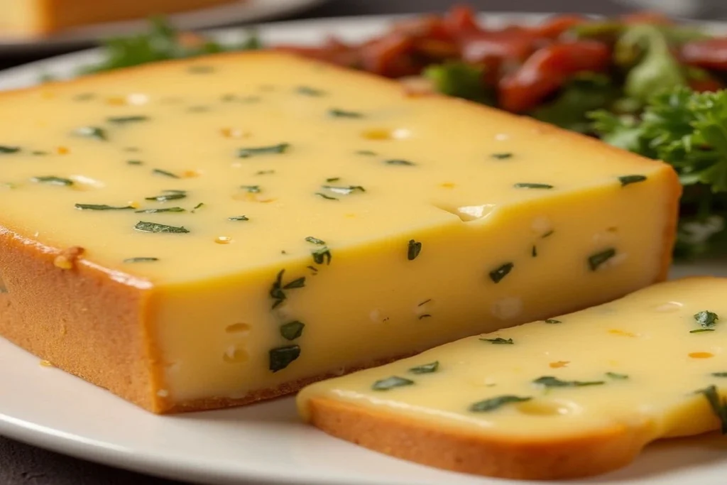 Pepper jack cheese slices with visible peppers