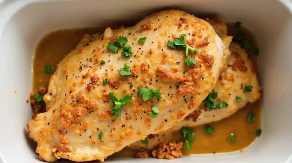 Delicious slow cooker frozen chicken meal ready to serve.