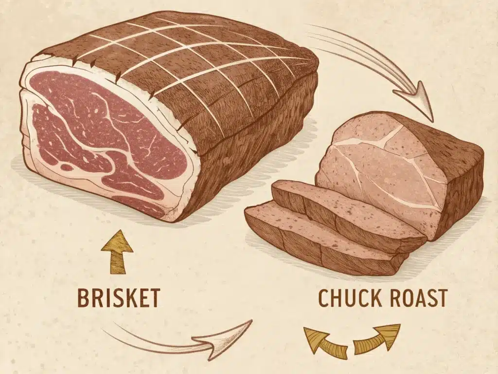 What is Pulled Beef?: A Comprehensive Guide to This Culinary Delight 12 split illustration left side labeled brisket 1
