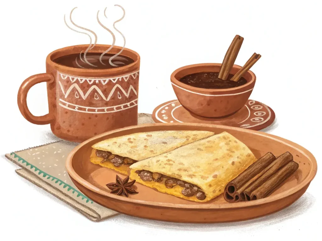 "Golden-brown Salvadoran quesadilla cake with cracked crust, topped with sesame seeds, sliced on a woven tablecloth."
