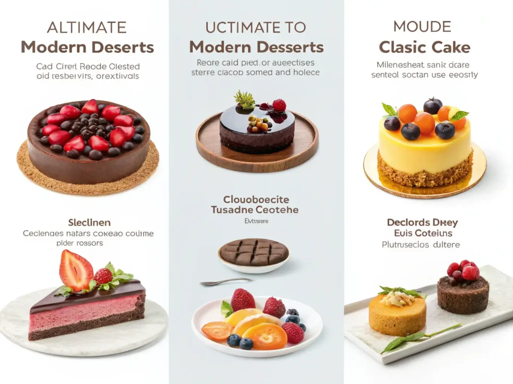 The Ultimate Guide to Dessert Omnivores 9 A selection of desserts for omnivores, including cheesecake, chocolate cake, and berry pavlova