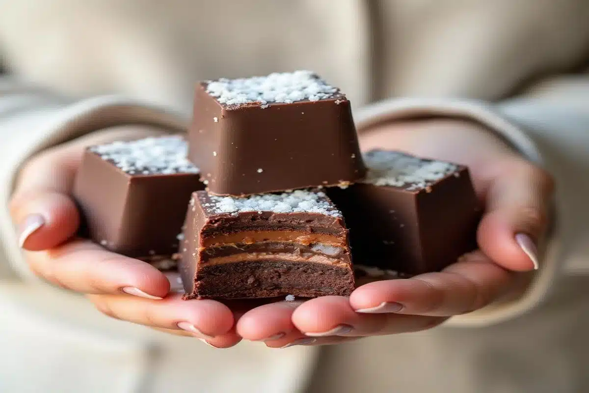 Assorted sugar-free chocolate pieces on a marble surface