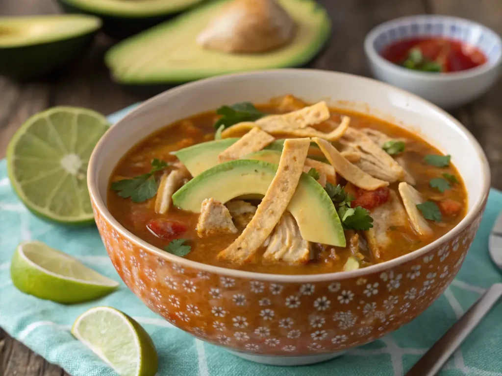 Healthy chicken tortilla soup