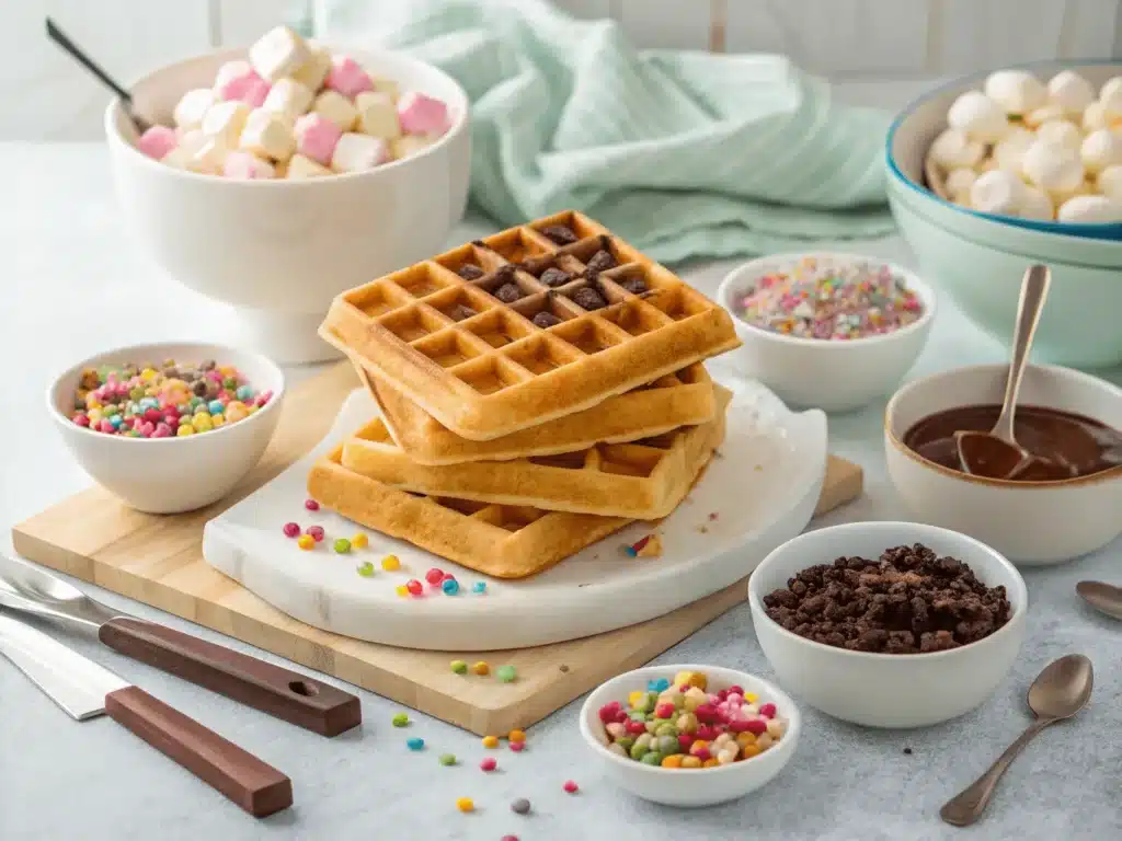 waffle bar setup serve with toppings mini marsh 1