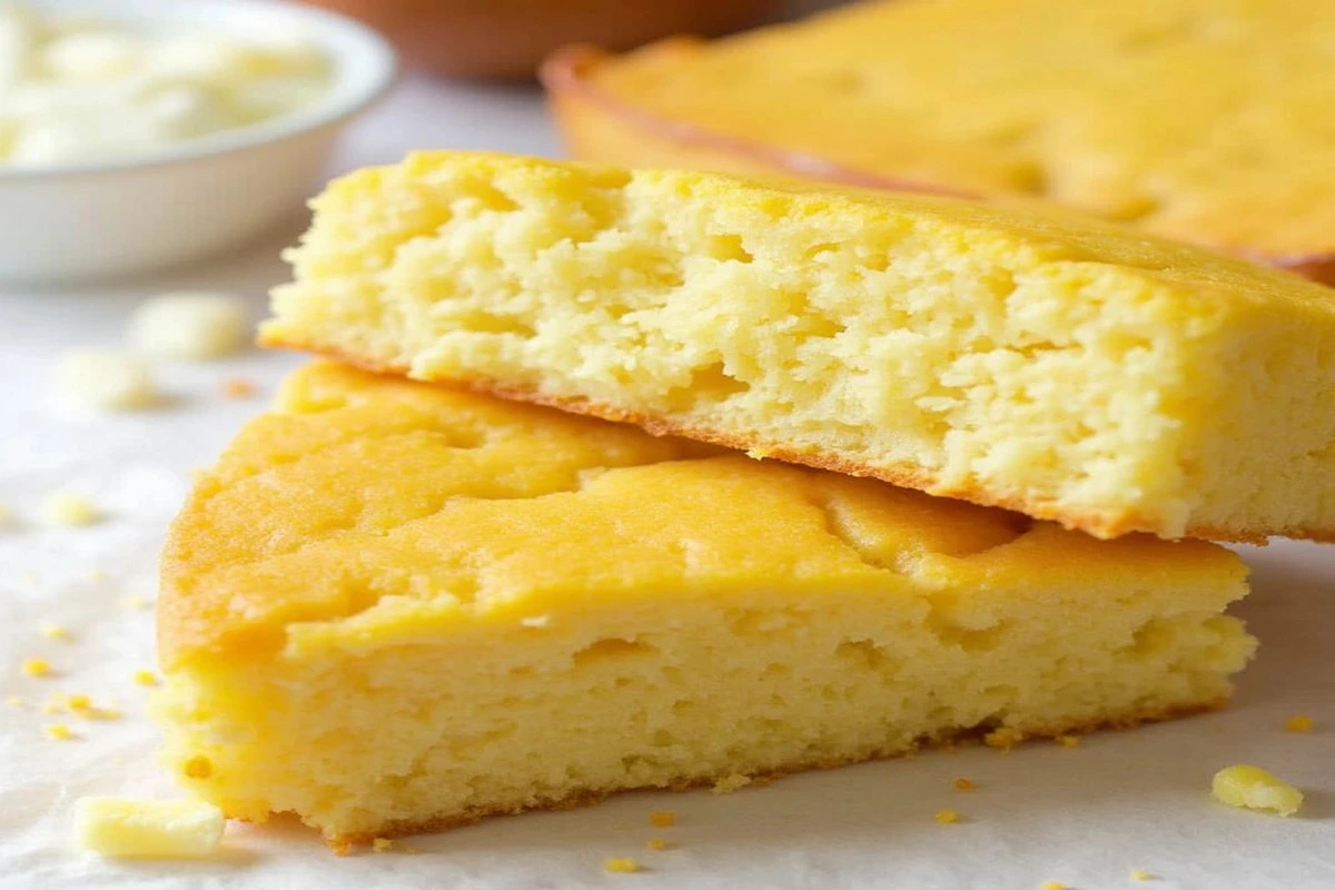 Golden brown White Lily cornbread slices served on a cast-iron skillet