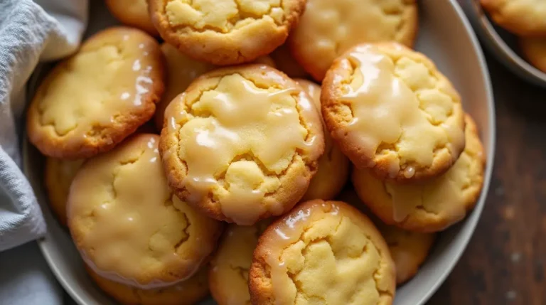 Close-up of freshly baked cornbread cookies with honey glaze on a wire rack