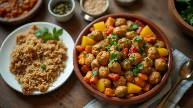 A vibrant array of traditional Guyanese dishes on a table