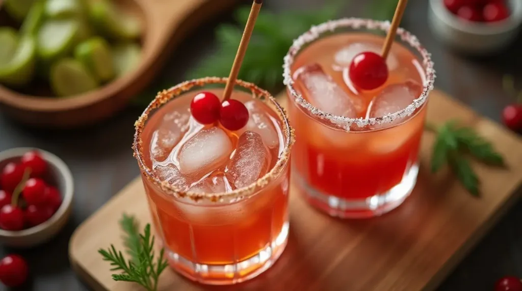 Assortment of colorful holiday mocktails