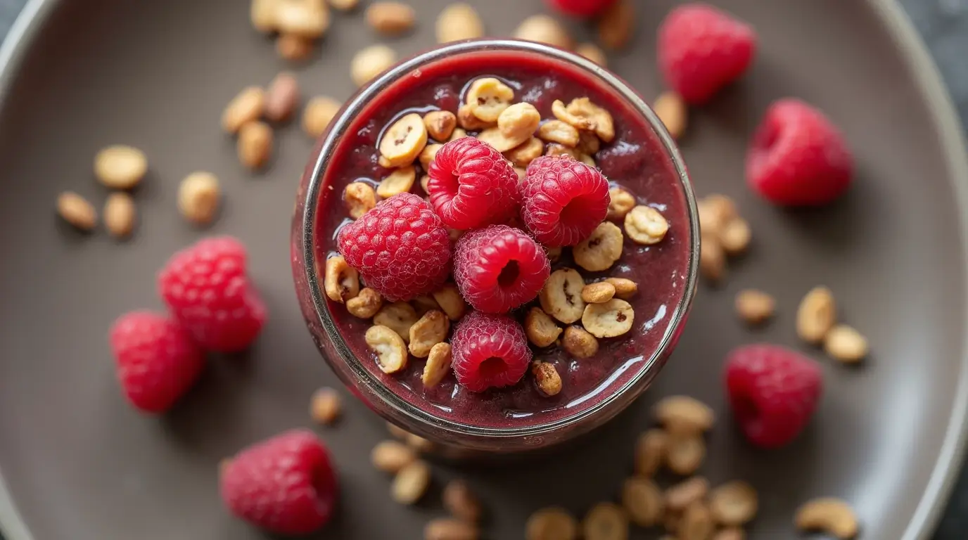 Delicious muesli with raspberries in a bowl