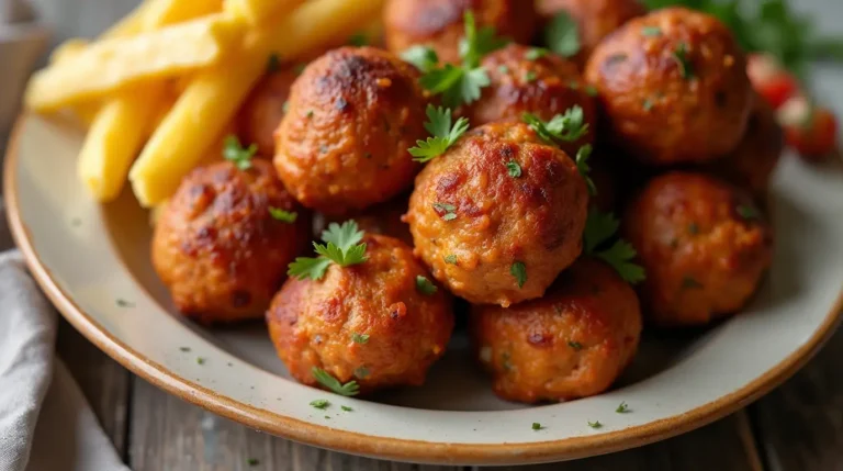 Close-up of homemade sausage balls without Bisquick recipe.