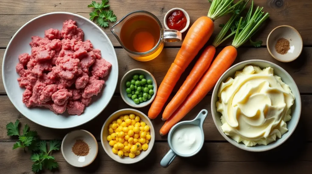 Bowl of warm shepherd's pie soup with potatoes.