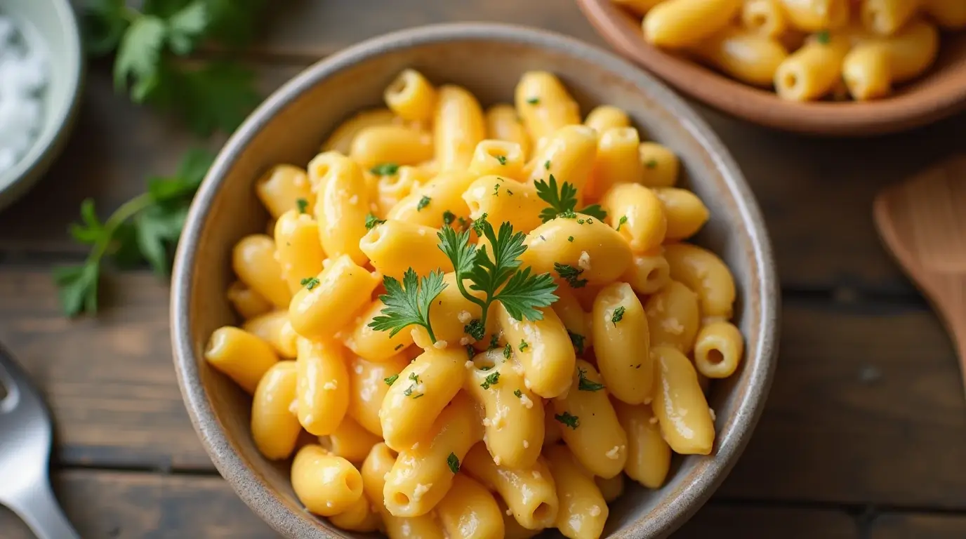 Tini's mac and cheese recipe, golden brown and bubbly, ready to be served.