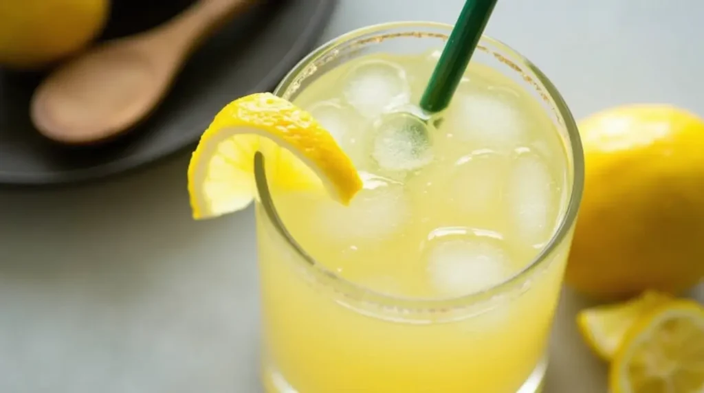 A refreshing lemon san diego cocktail in a glass with a lemon garnish.