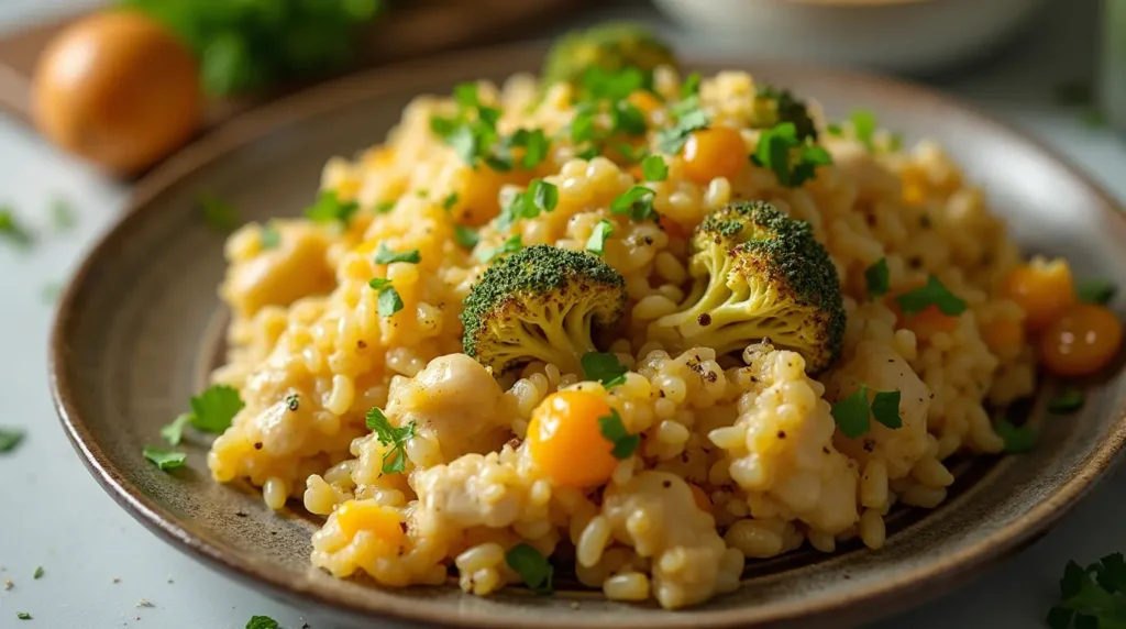 Delicious homemade chicken broccoli rice casserole