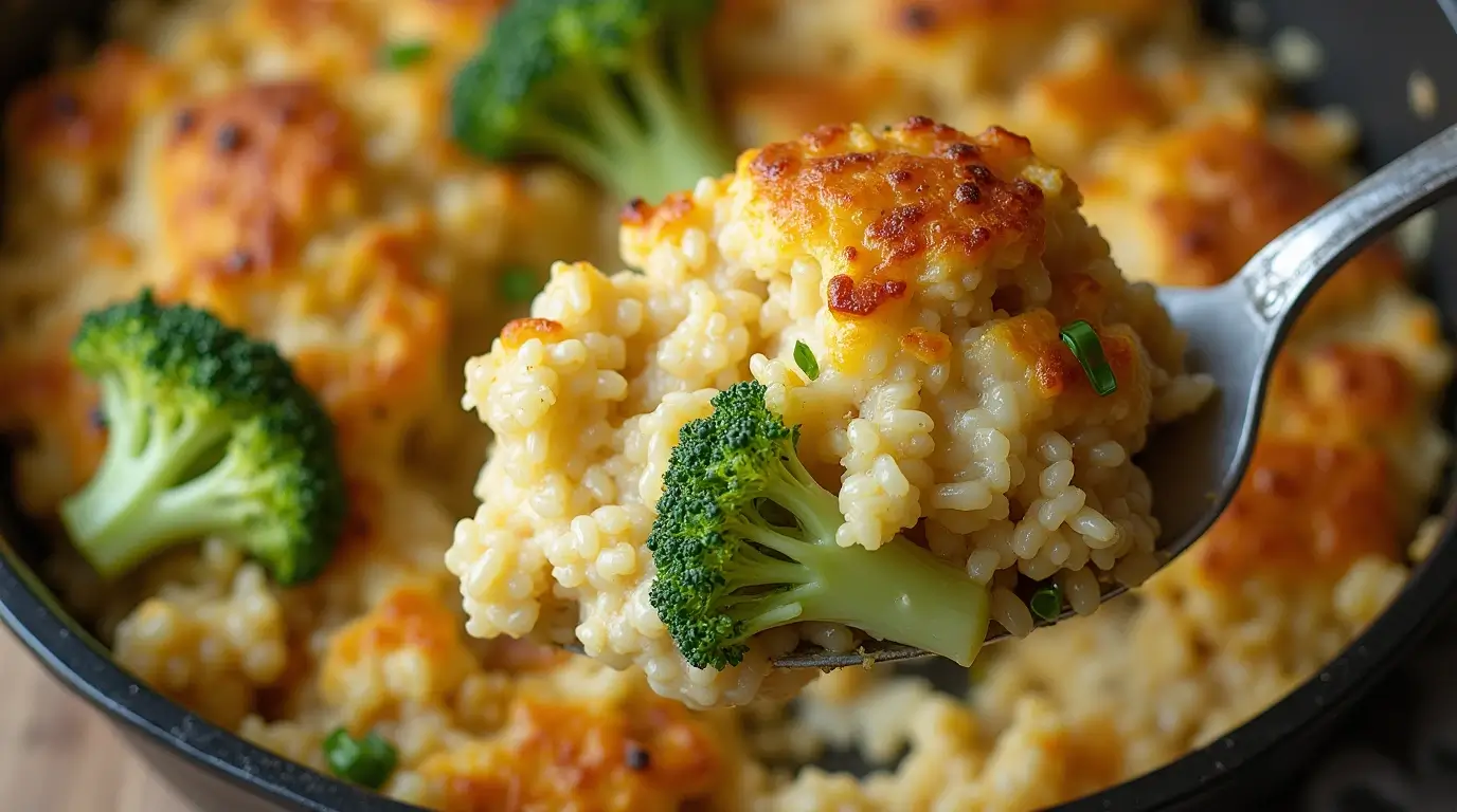 Delicious homemade chicken broccoli rice casserole