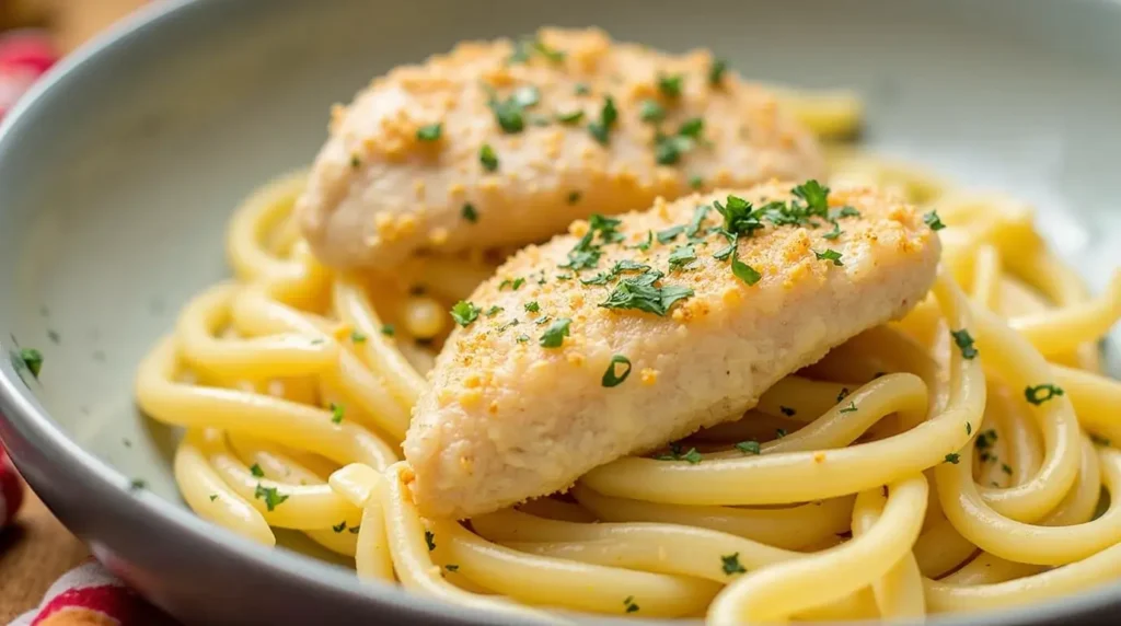 Mouthwatering garlic parmesan chicken pasta