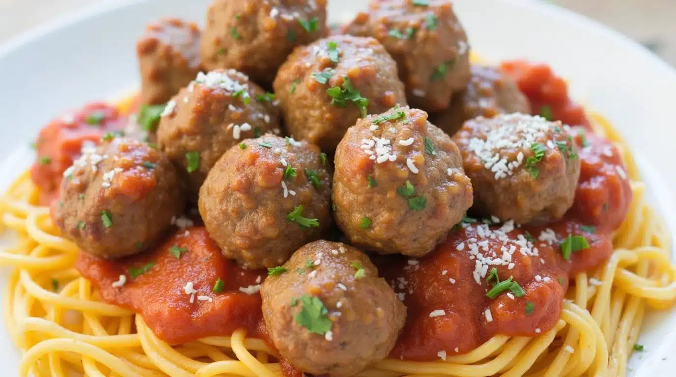 Delicious homemade gluten free meatballs on a plate.