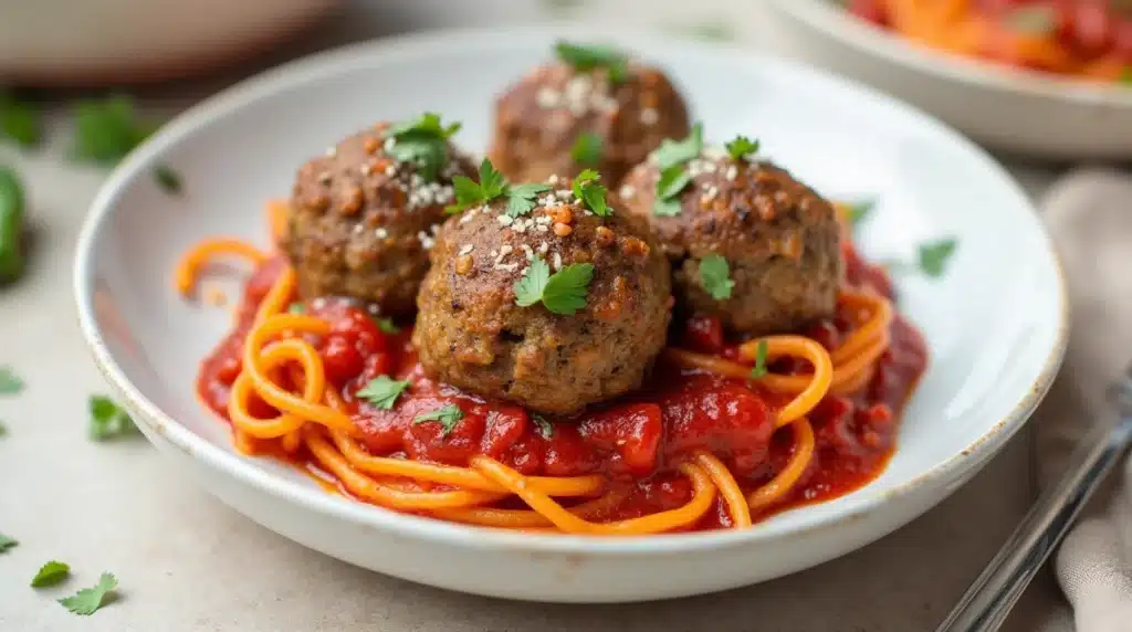 Delicious homemade gluten free meatballs on a plate.