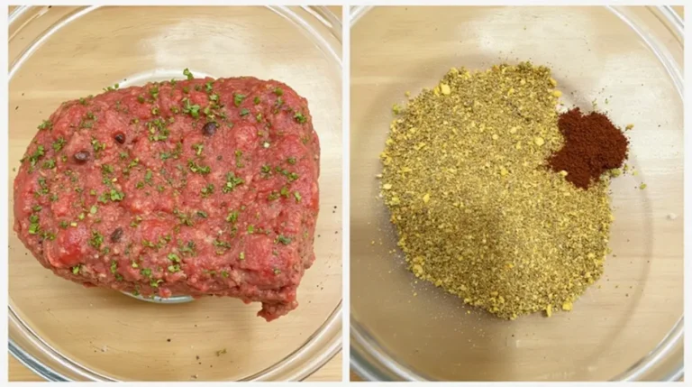 Prepared meatloaf seasoned with herbs and spices.