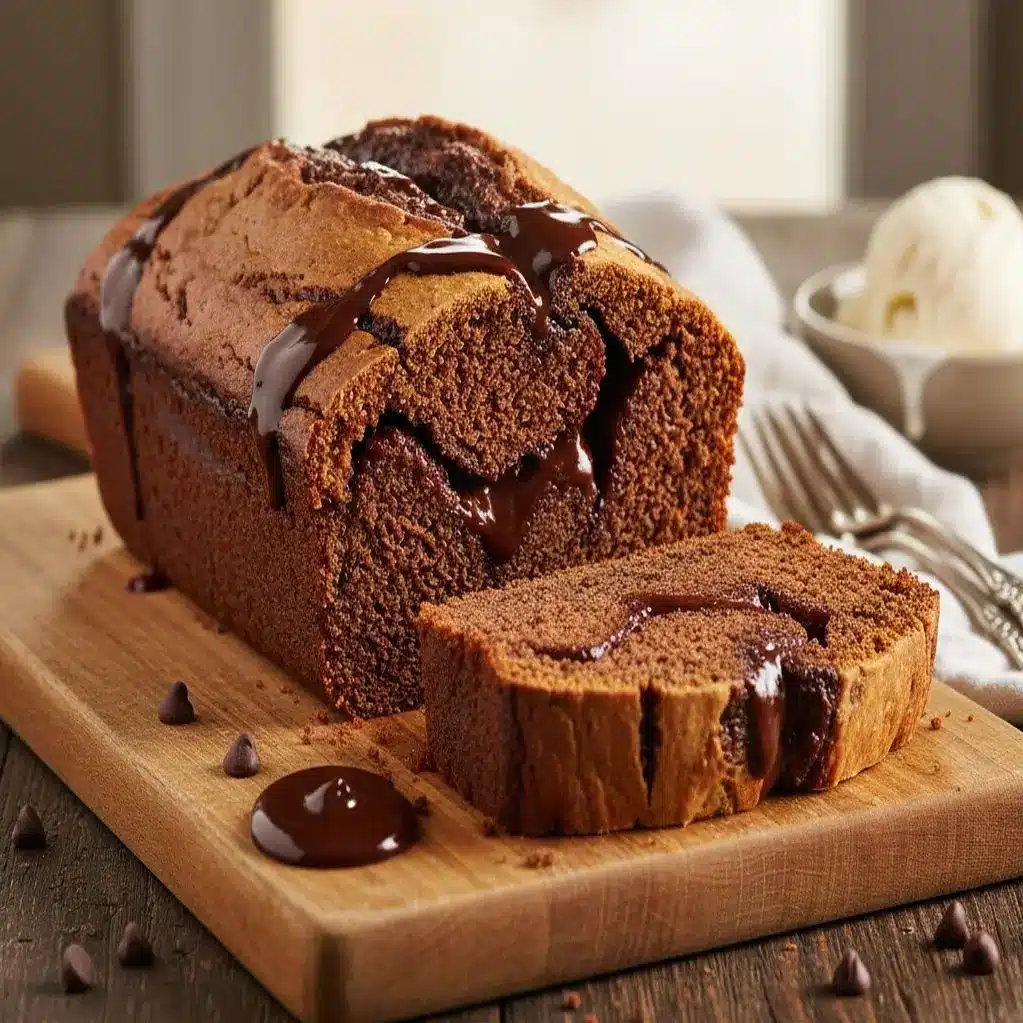 Sliced and frozen hot fudge brownie bread ready to eat.