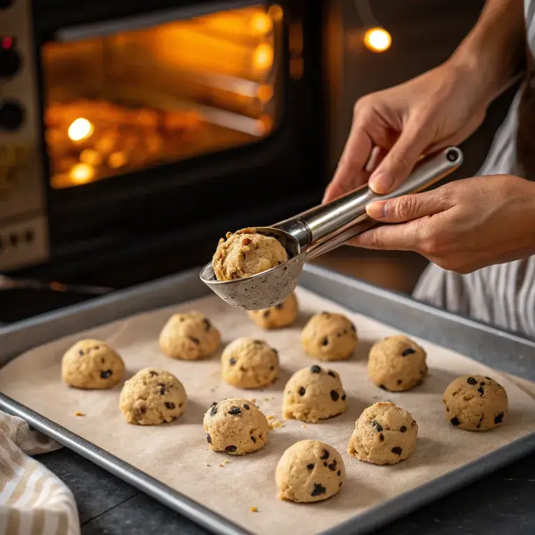 Warm brown butter chocolate chip cookie with melted chocolate chips and glass of milk