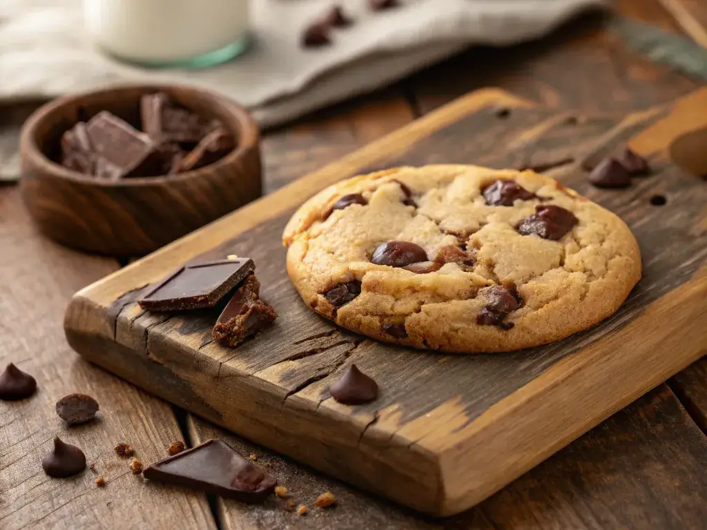 warm golden brown butter chocolate chip cookie