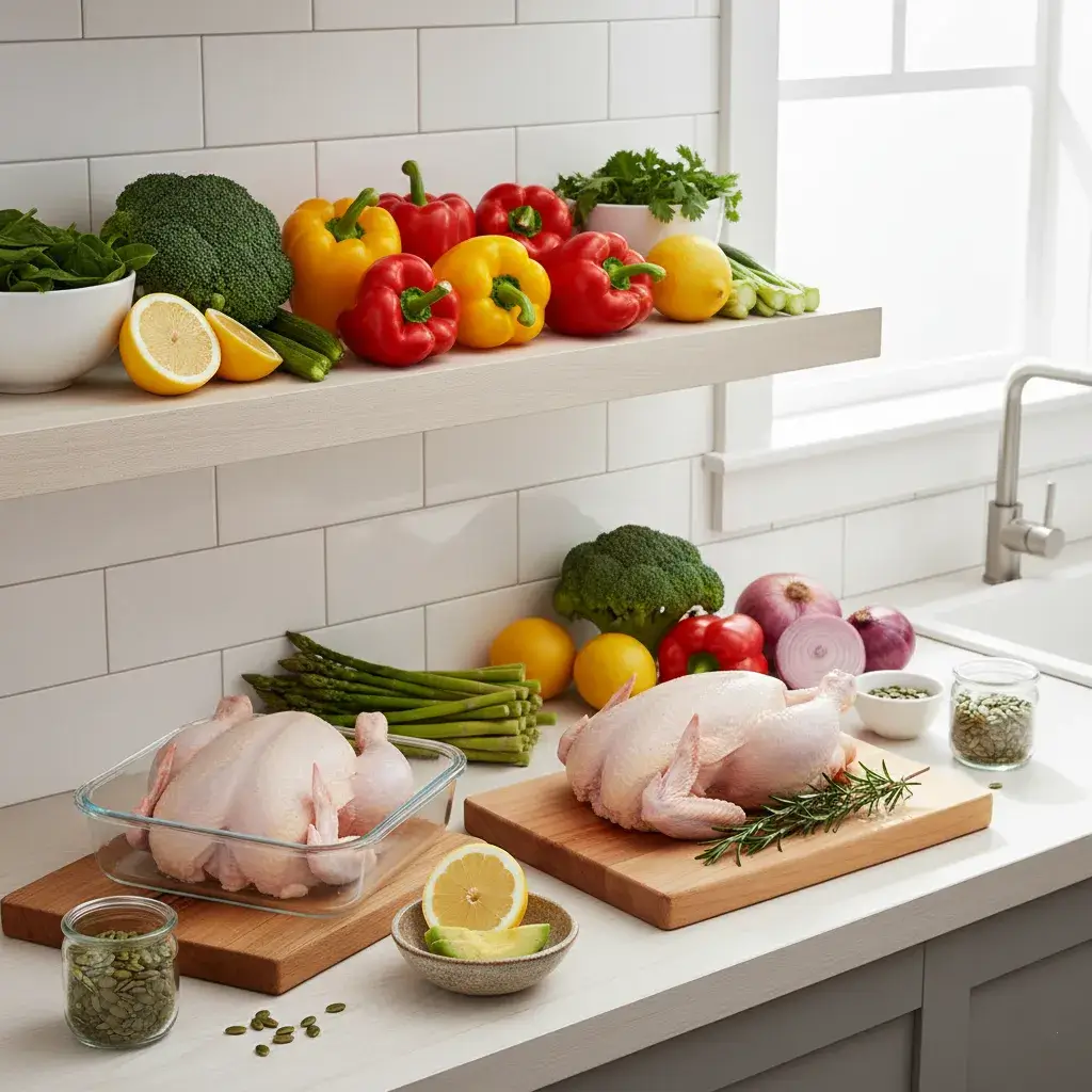 Ingredients for Zepbound Diet Plan stir fry laid out