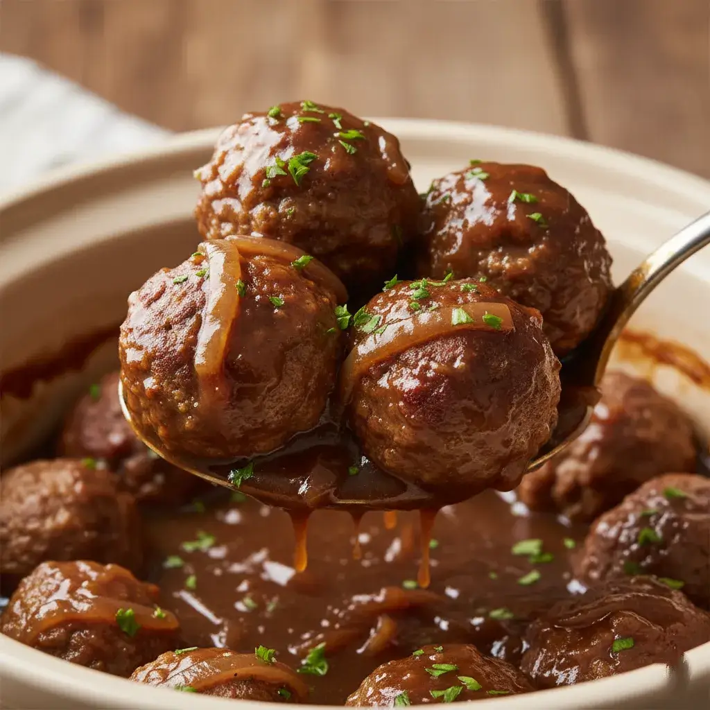 Crock Pot French Onion Meatballs