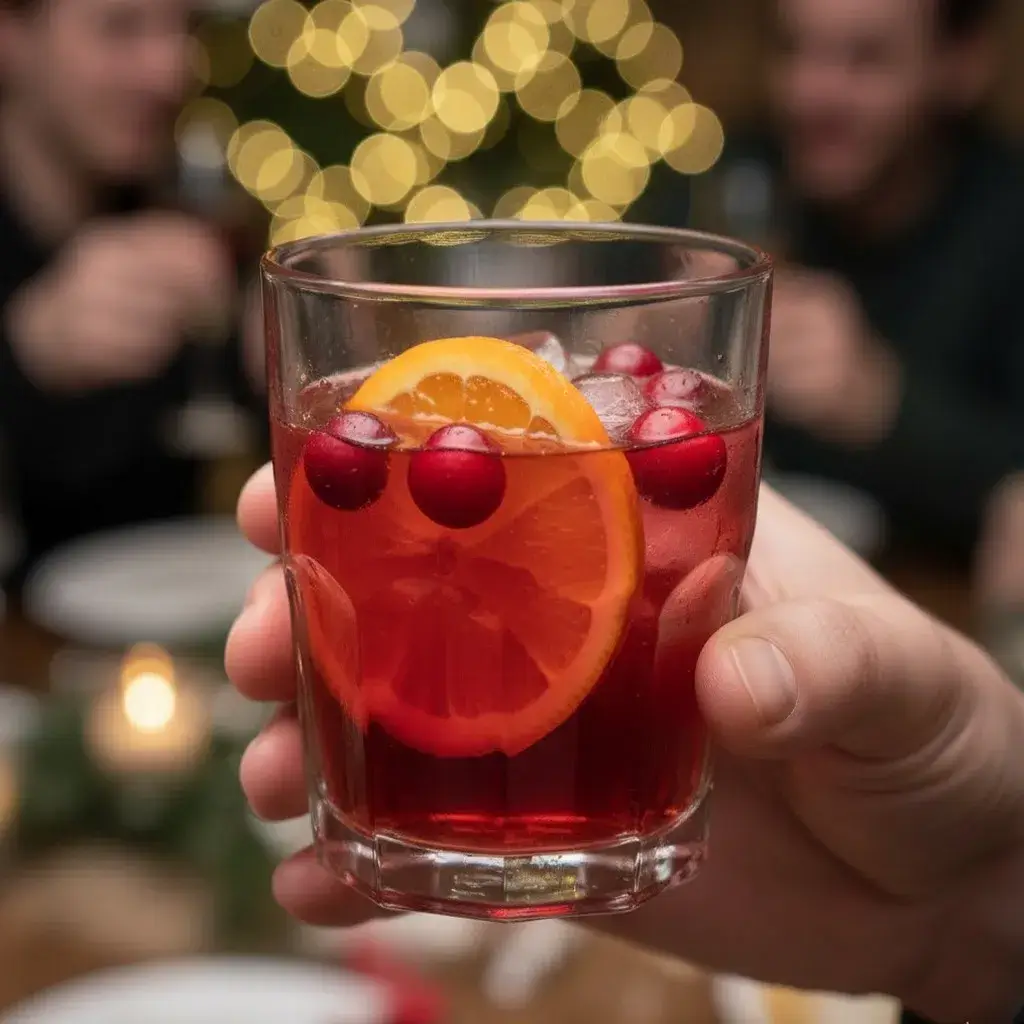 a single glass of non alcoholic christmas punch